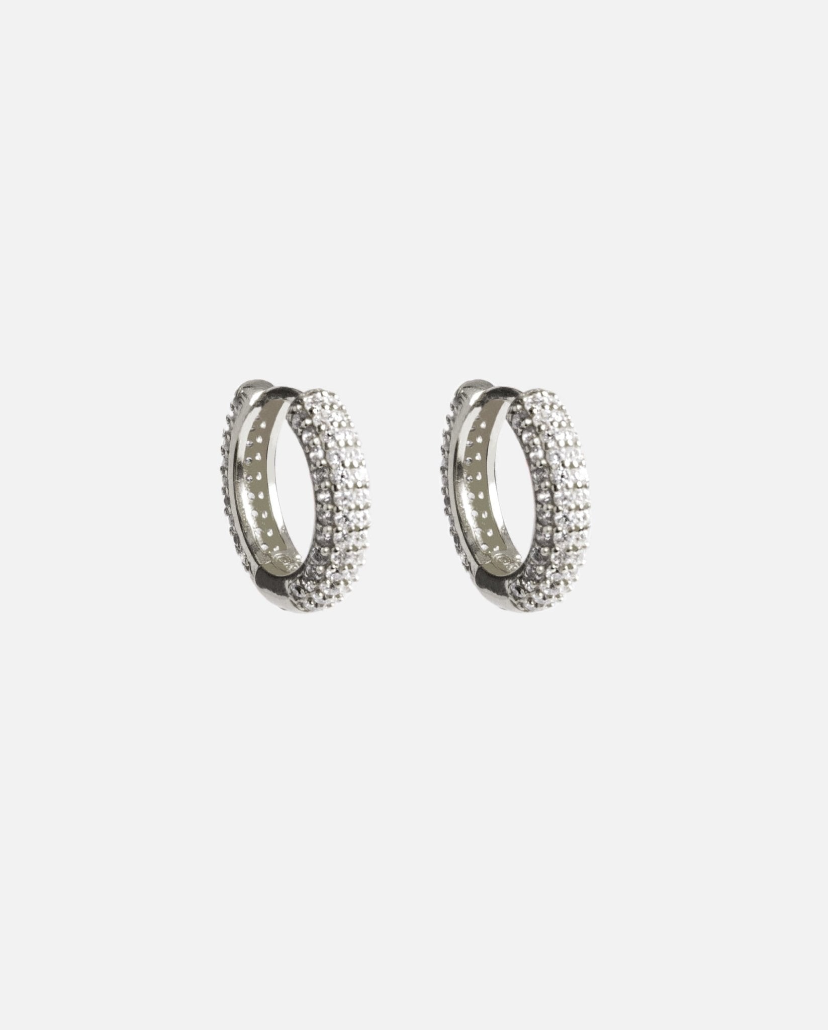 Iced Hoop Earrings - Silver - Cernucci