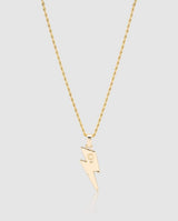 Iced Lightning Bolt Pendant - Gold - Cernucci