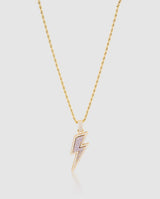 Iced Lightning Bolt Pendant - Gold - Cernucci