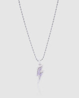 Iced Lightning Bolt Pendant - White Gold - Cernucci