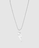 Iced Lightning Bolt Pendant - White Gold - Cernucci