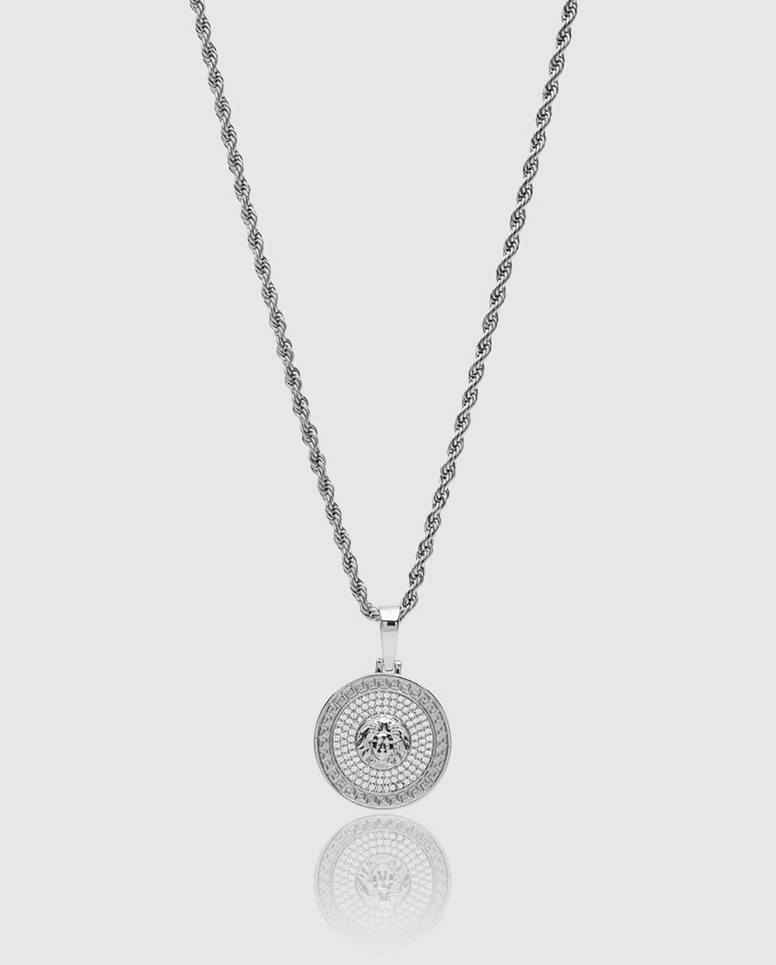 Iced Medusa Pendant - White Gold - Cernucci