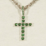 Iced Mini Cross Pendant - Green - Cernucci
