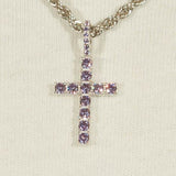 Iced Mini Cross Pendant - Purple - Cernucci