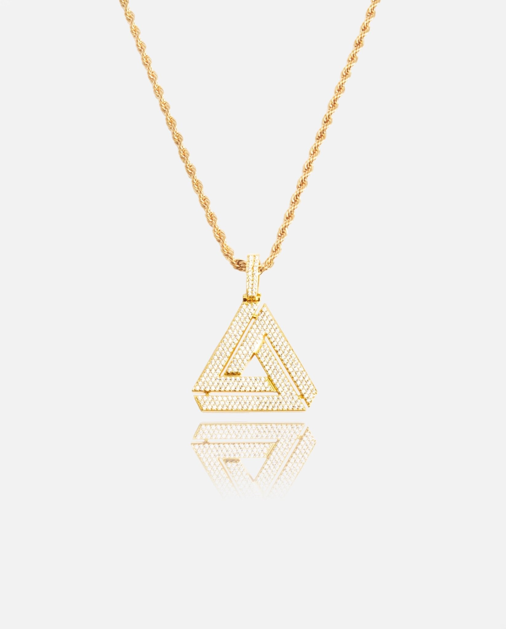 Iced Penrose Triangle Pendant - Gold - Cernucci