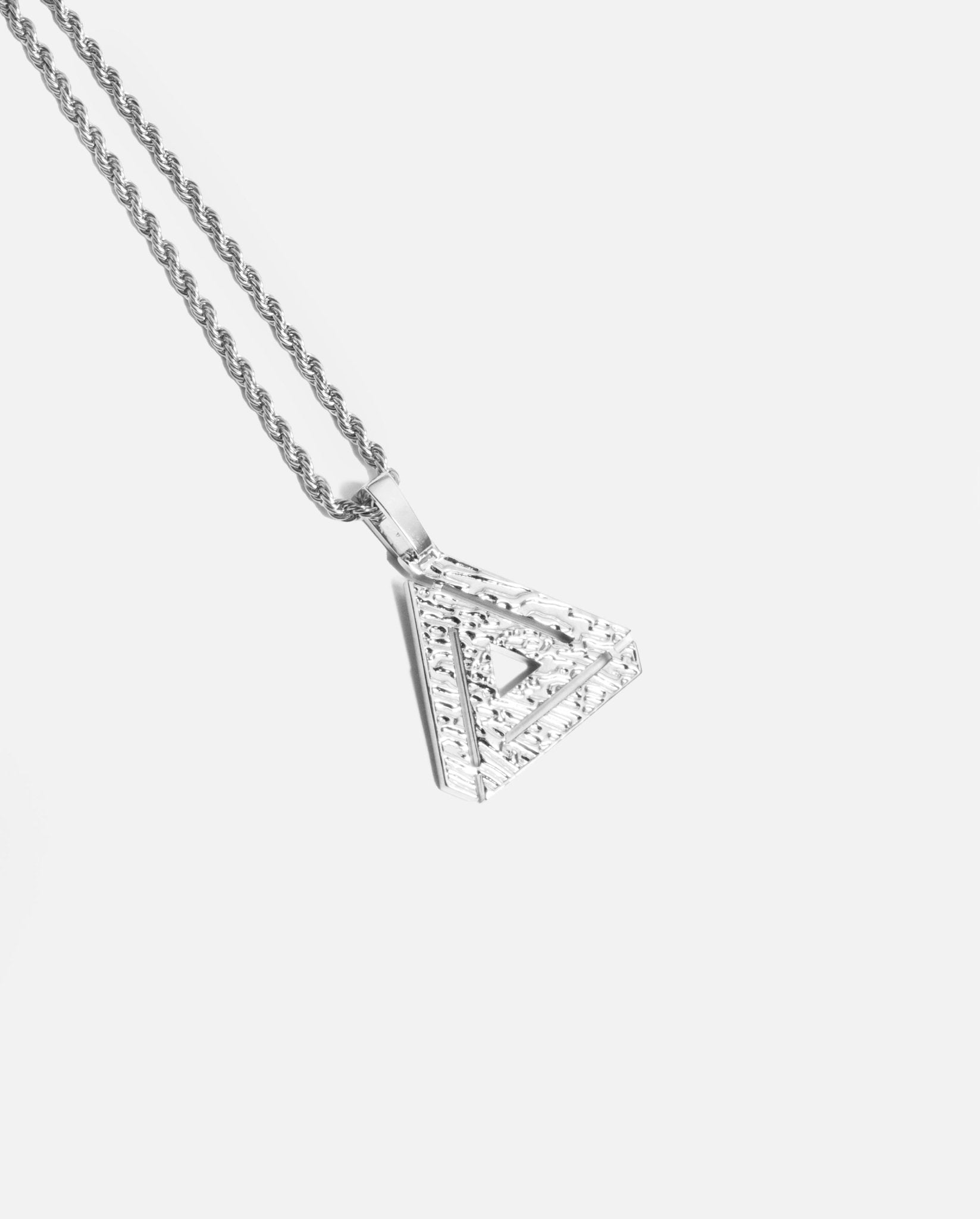 Iced Penrose Triangle Pendant - White Gold - Cernucci