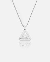 Iced Penrose Triangle Pendant - White Gold - Cernucci