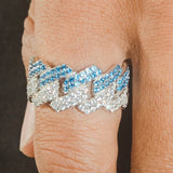 Iced Prong Cuban Ring - Half Blue - Cernucci