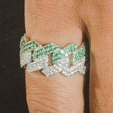Iced Prong Cuban Ring - Half Green - Cernucci