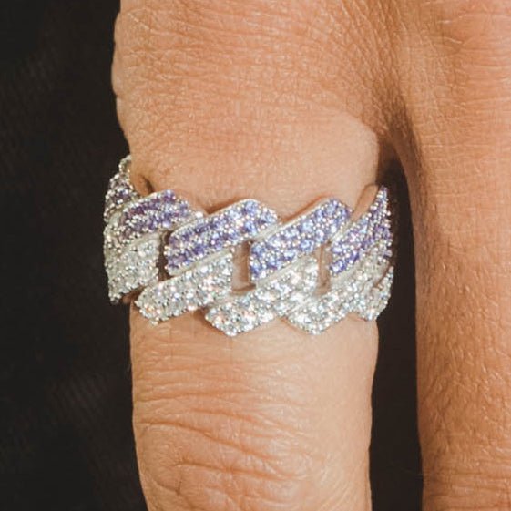 Iced Prong Cuban Ring - Half Purple - Cernucci