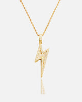 Iced Retro Lightning Bolt Pendant - Gold - Cernucci