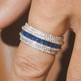 Iced Row Ring - Blue - Cernucci