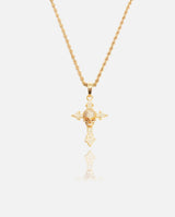 Iced Skull Cross Pendant - Gold - Cernucci