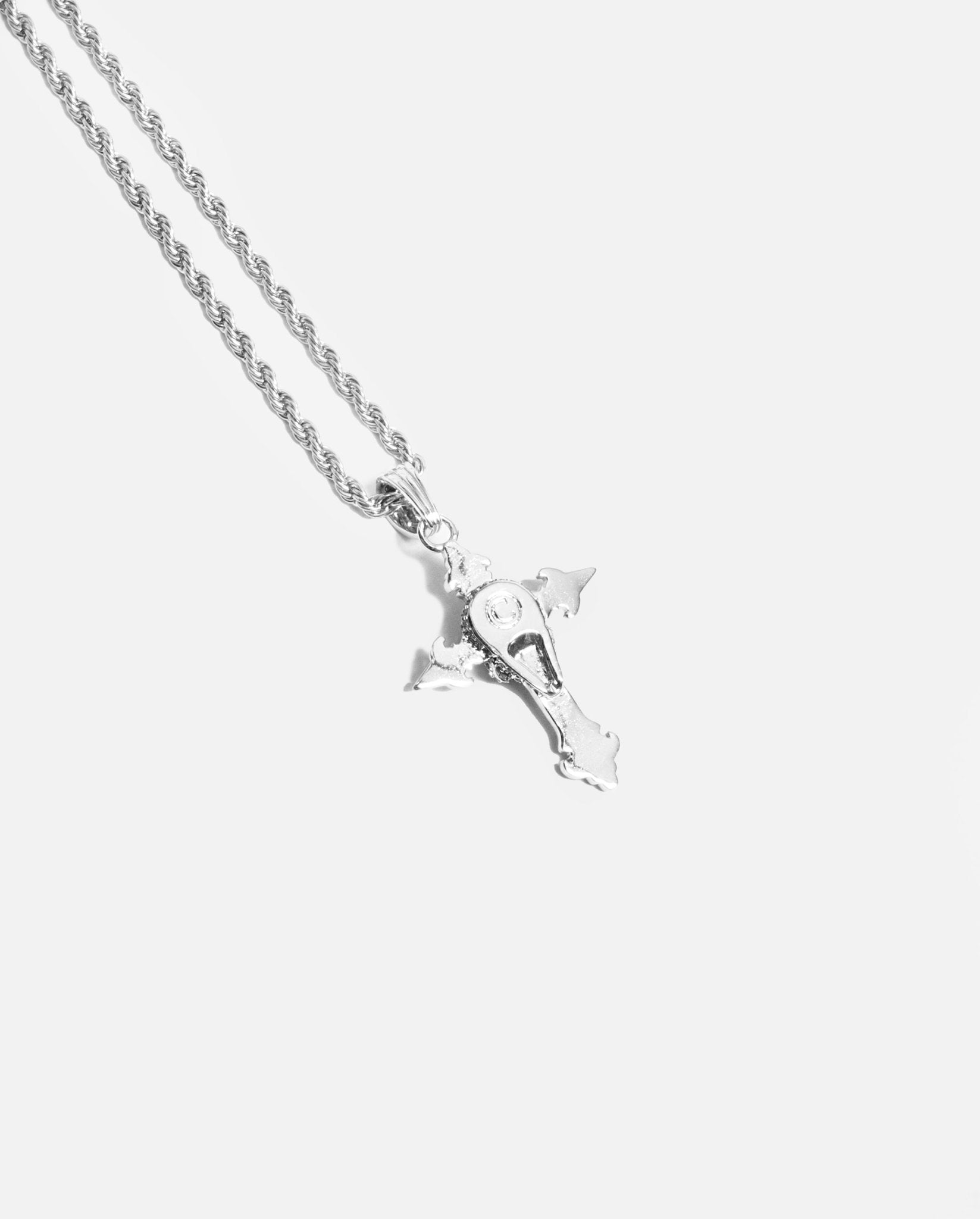 Iced Skull Cross Pendant - White Gold - Cernucci