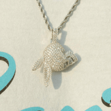 Iced Skull Pendant - White Gold - Cernucci