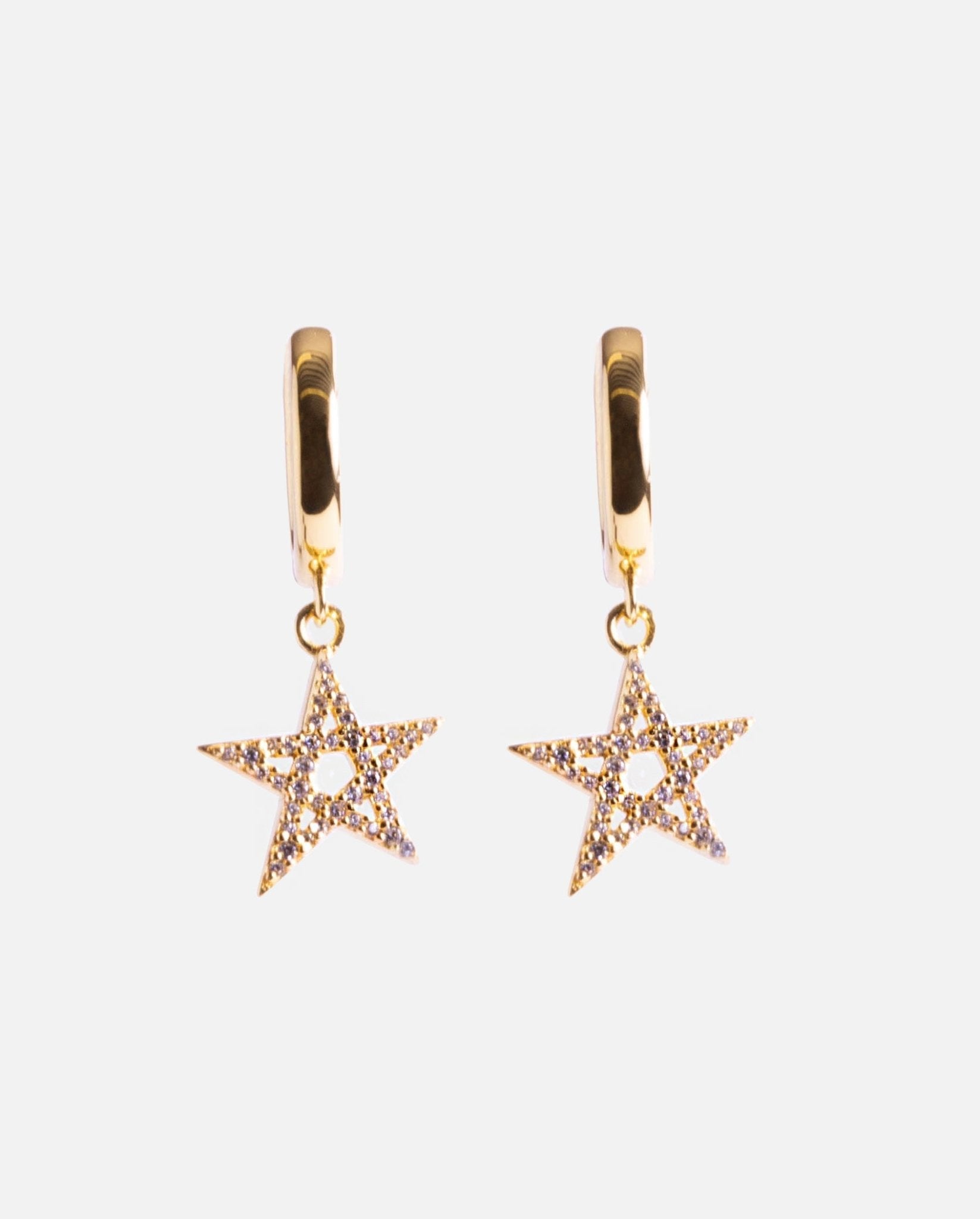 Iced Star Earrings - Gold - Cernucci