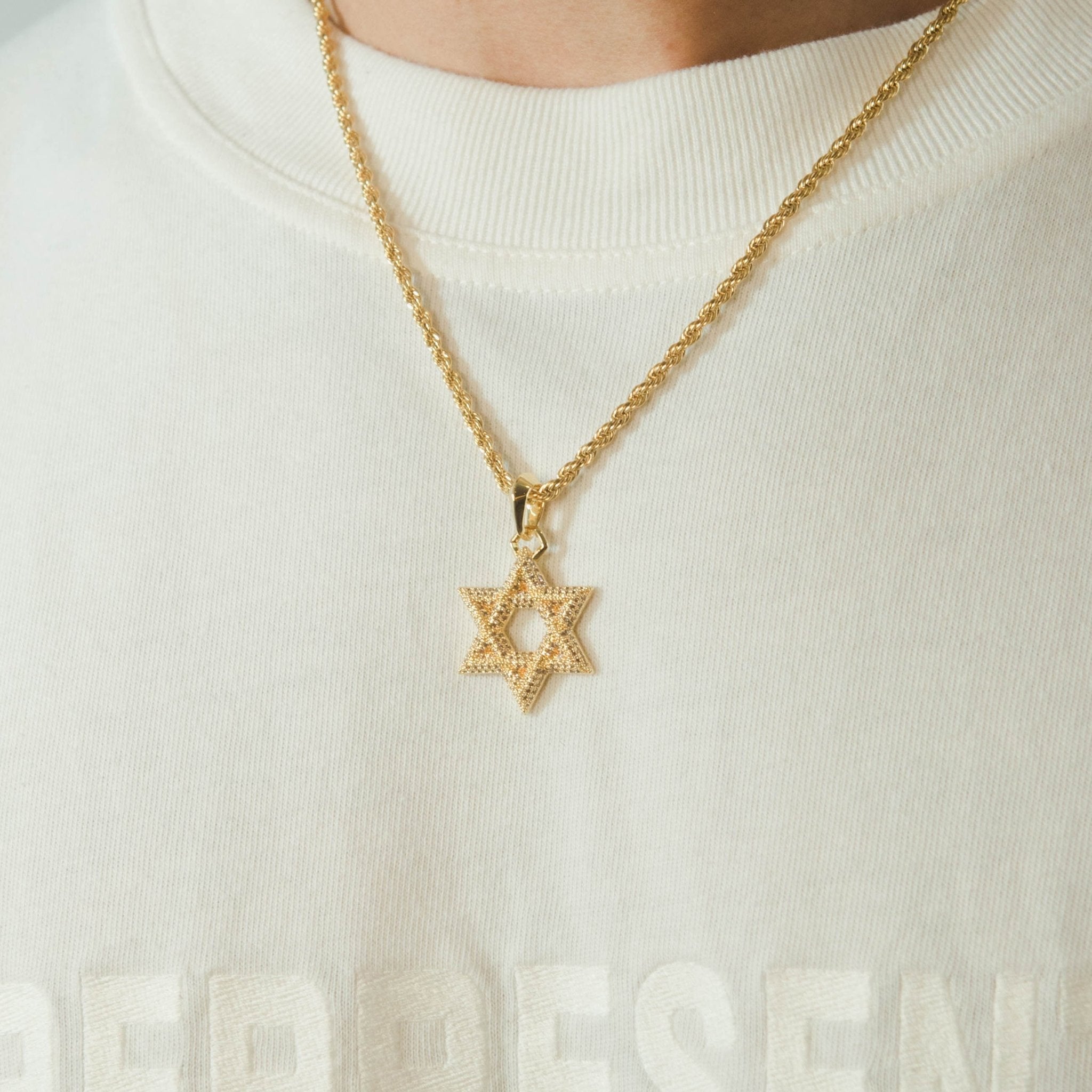Iced Star Of David Pendant - Gold - Cernucci
