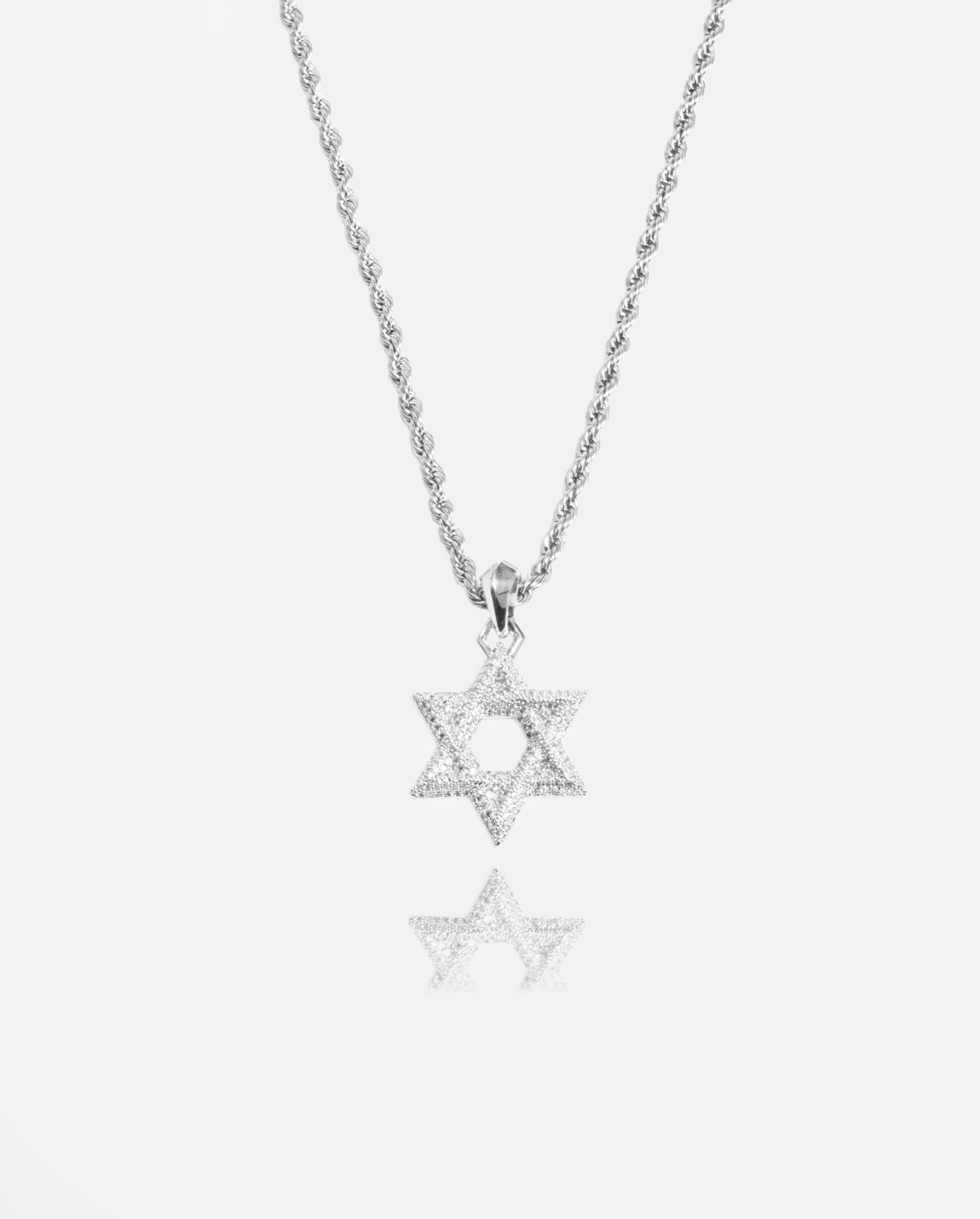 Iced Star Of David Pendant - White Gold - Cernucci