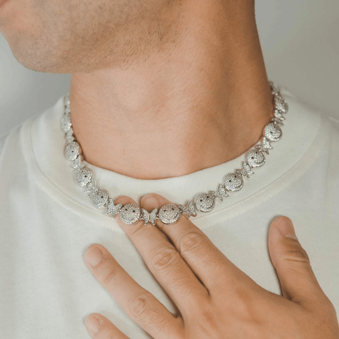 JM10 Iced Smiley & Butterfly Chain - Cernucci