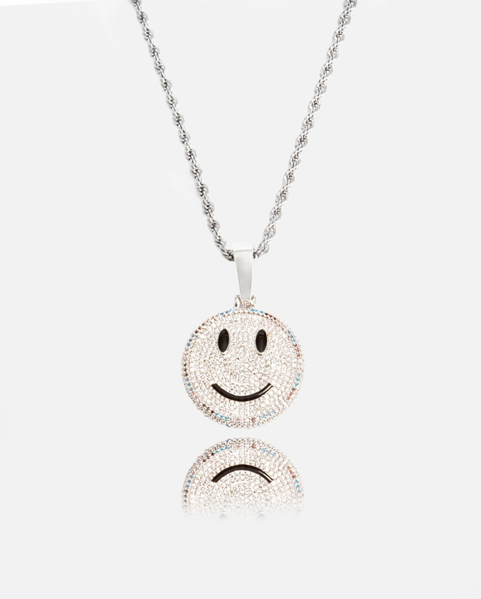 JM10 Iced Smiley Pendant - White Gold - Cernucci