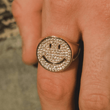 JM10 Iced Smiley Ring - Gold - Cernucci