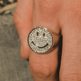 JM10 Iced Smiley Ring - White Gold - Cernucci