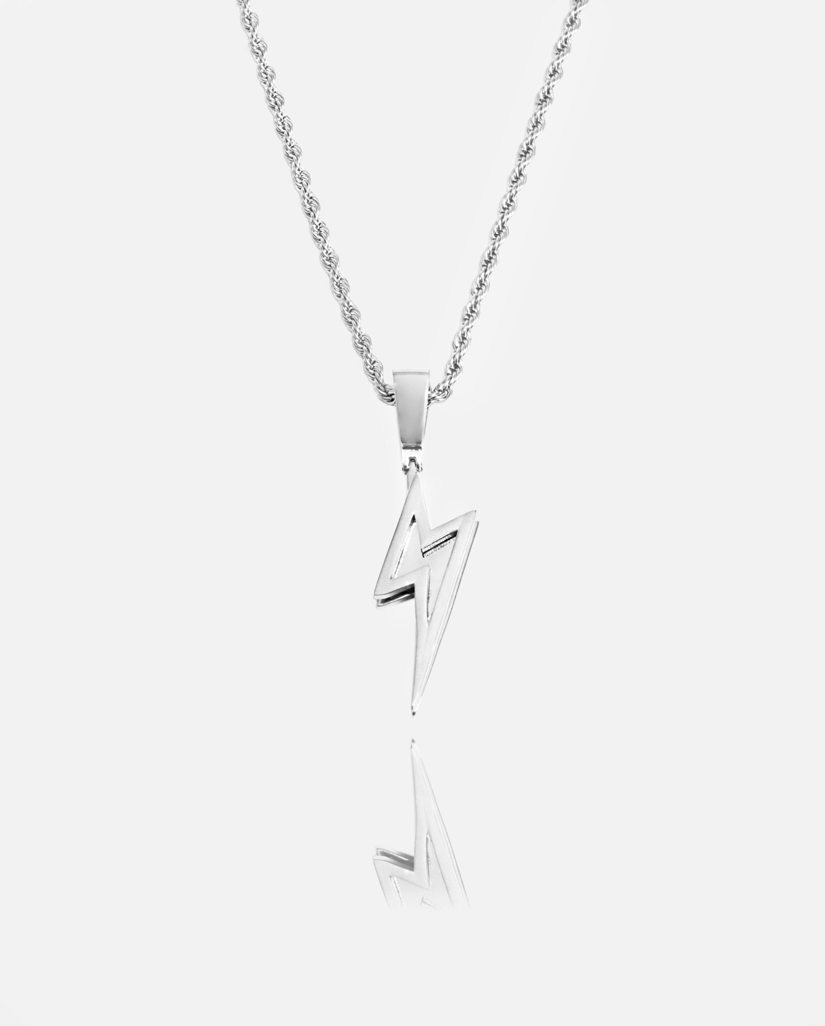 Lightning Bolt Pendant - White Gold - Cernucci