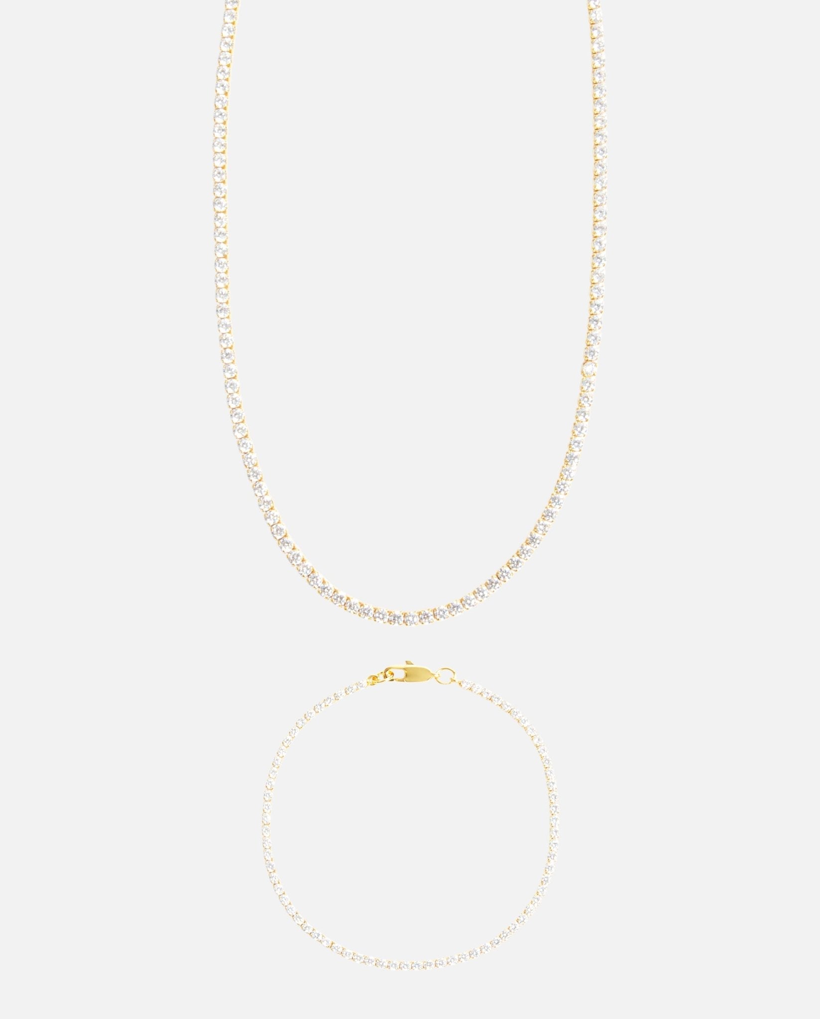 Micro Tennis Chain + Bracelet Bundle - Gold - Cernucci
