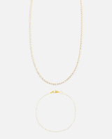 Micro Tennis Chain + Bracelet Bundle - Gold - Cernucci