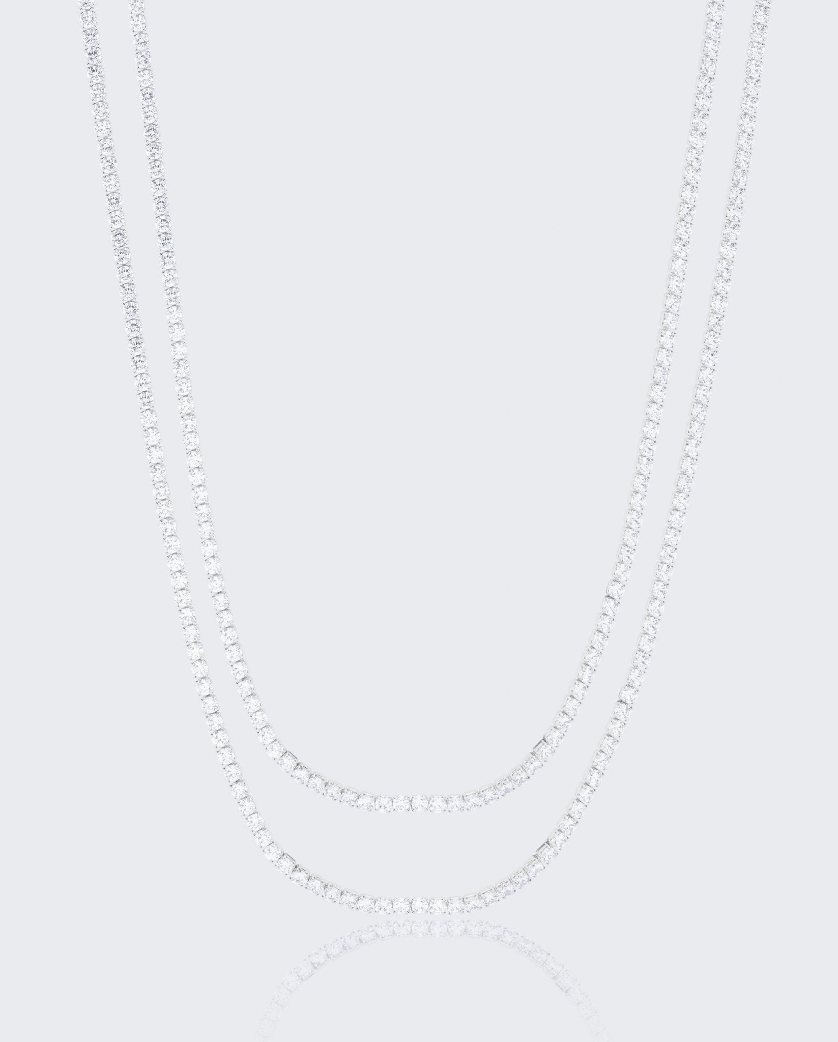 Micro Tennis Chain Bundle - White Gold - Cernucci