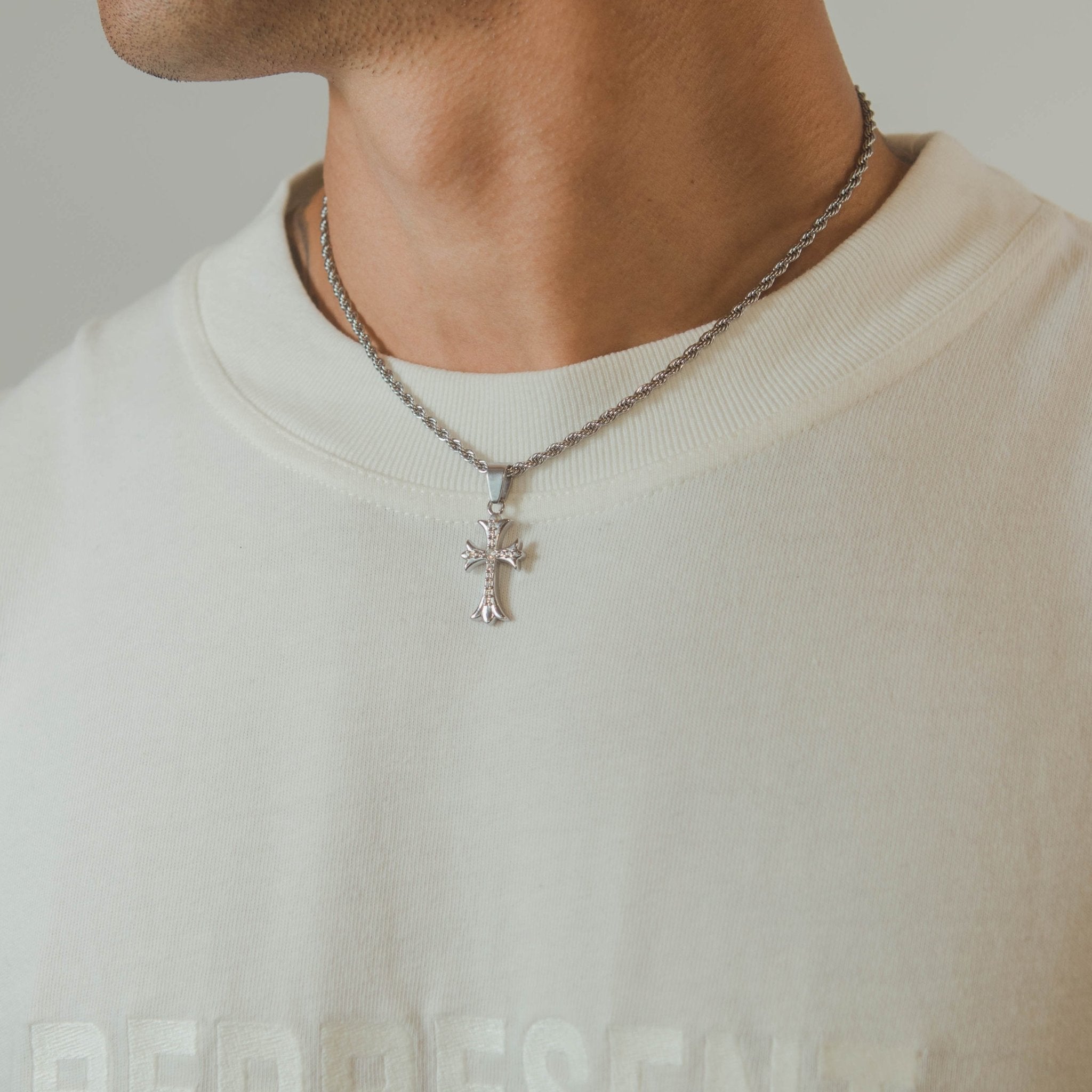 Mini Cross Pendant - White Gold - Cernucci