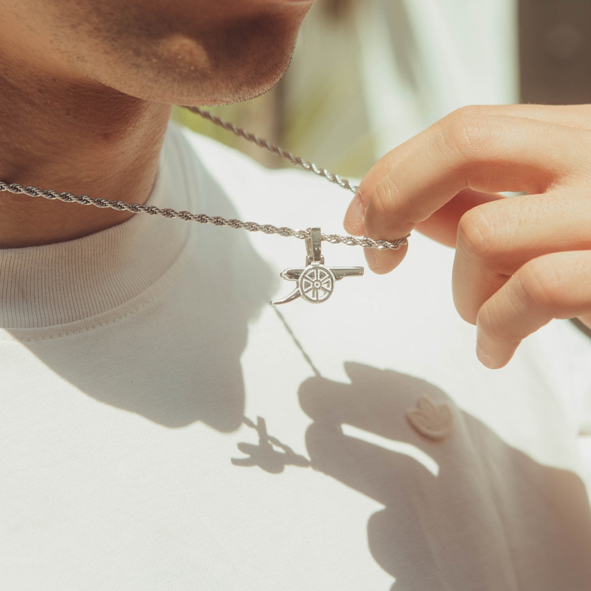Official Arsenal Cannon Pendant - White Gold - Cernucci