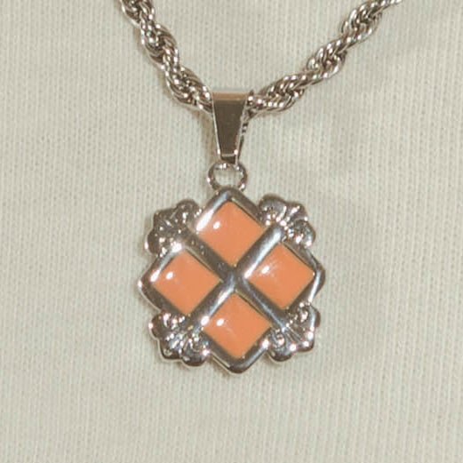Orange Royal Cross Pendant - White Gold - Cernucci