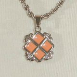 Orange Royal Cross Pendant - White Gold - Cernucci