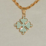 Pale Green Clover Pendant - Gold - Cernucci