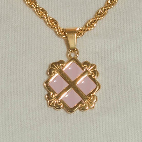 Pale Pink Royal Cross Pendant - Gold - Cernucci