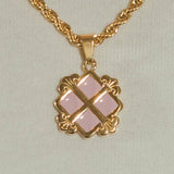 Pale Pink Royal Cross Pendant - Gold - Cernucci
