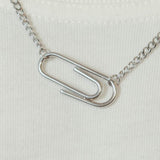 Paper Clip Necklace - White Gold - Cernucci