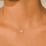 Pave Heart Necklace - Gold - Cernucci
