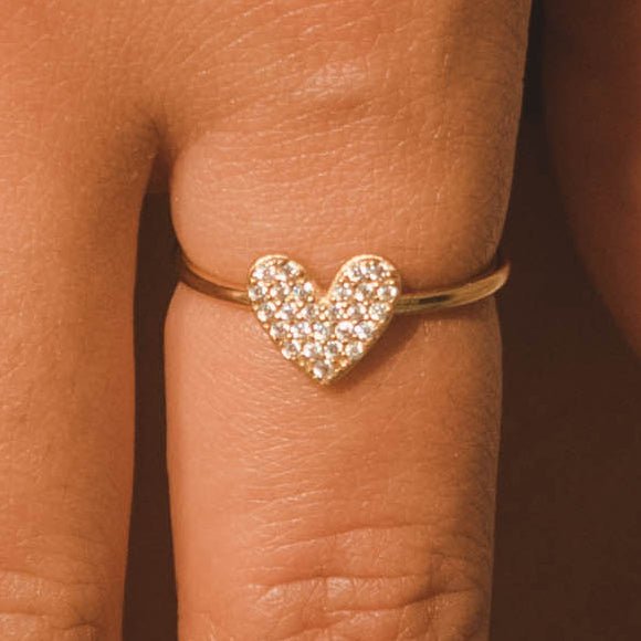 Pave Heart Ring - Gold - Cernucci
