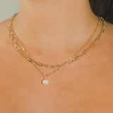 Pearl & Chain Necklace Set - Gold - Cernucci