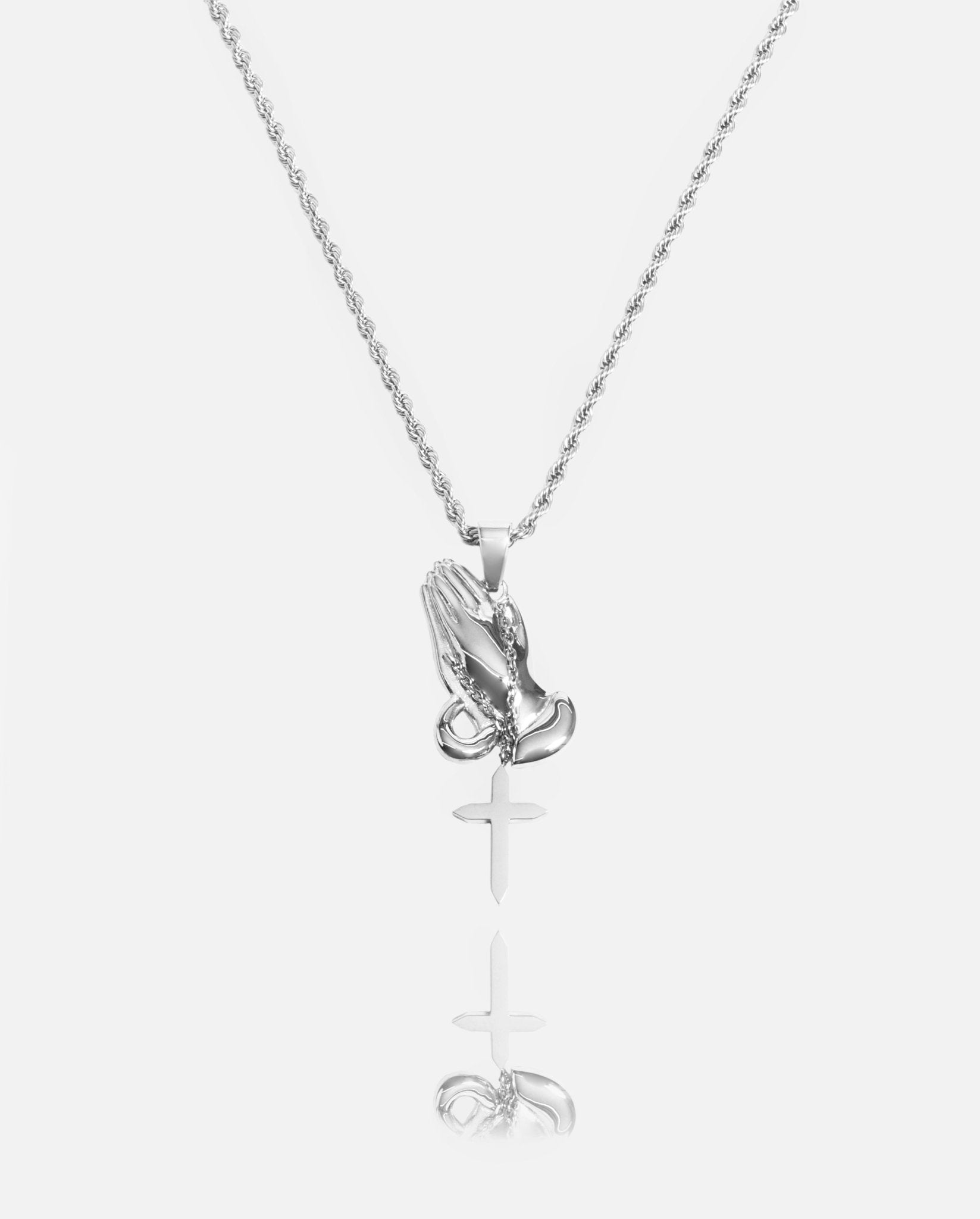 Praying Hands Pendant - White Gold - Cernucci