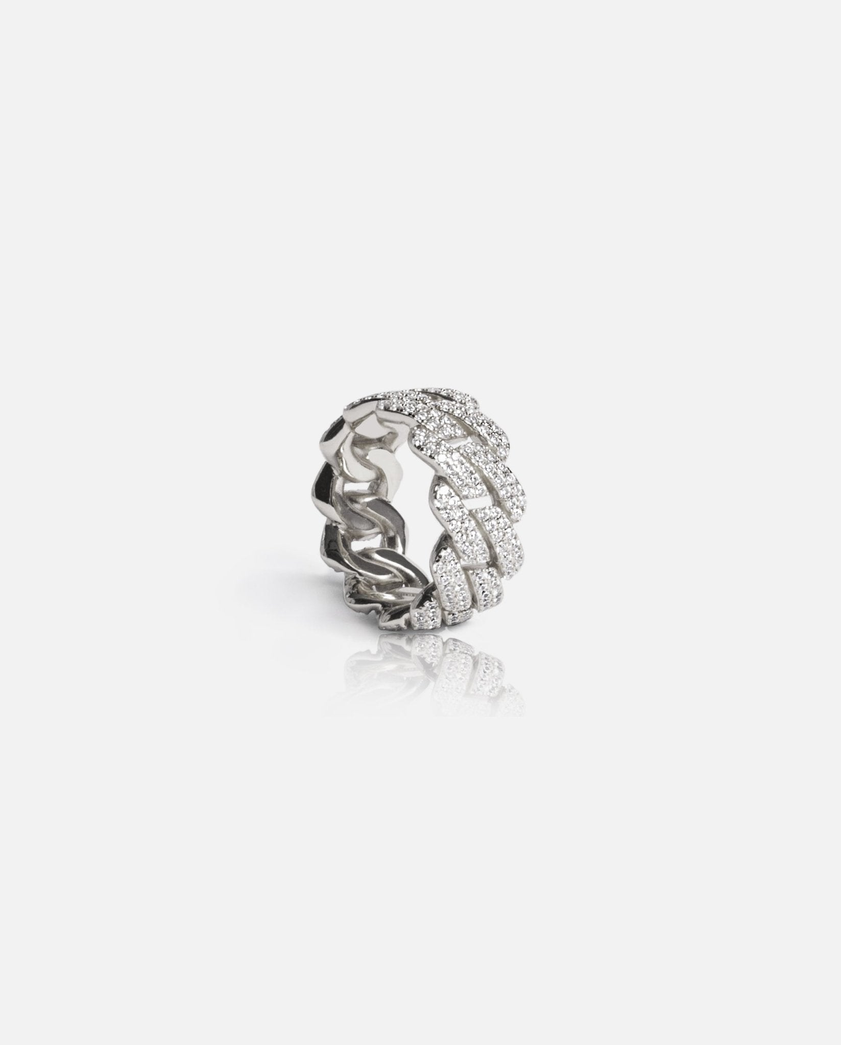 Prong Cuban Ring - White Gold - Cernucci