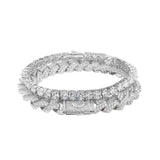 Prong Link + Tennis Bracelet Bundle - White Gold - Cernucci