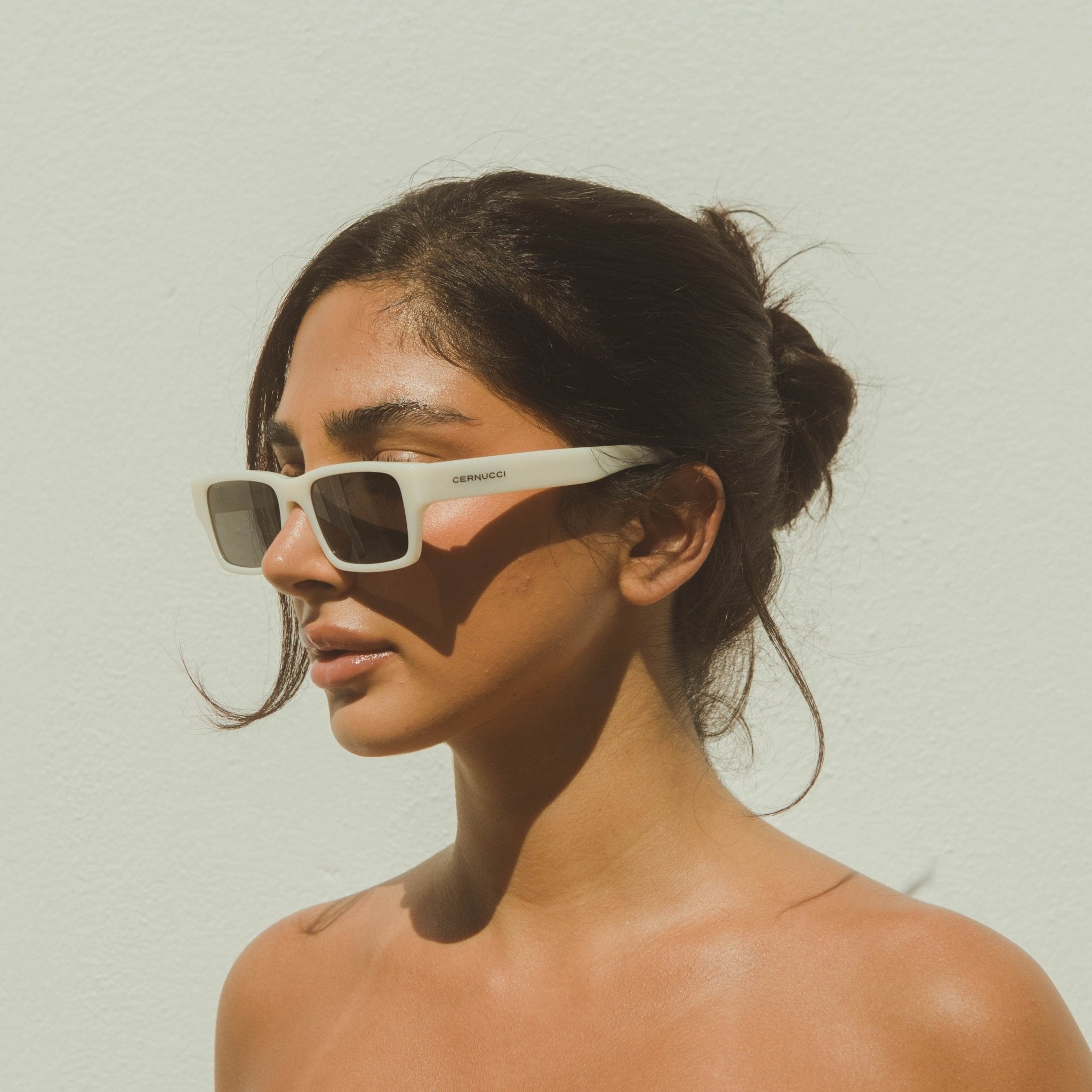 Rectangular Sunglasses - Ecru - Cernucci