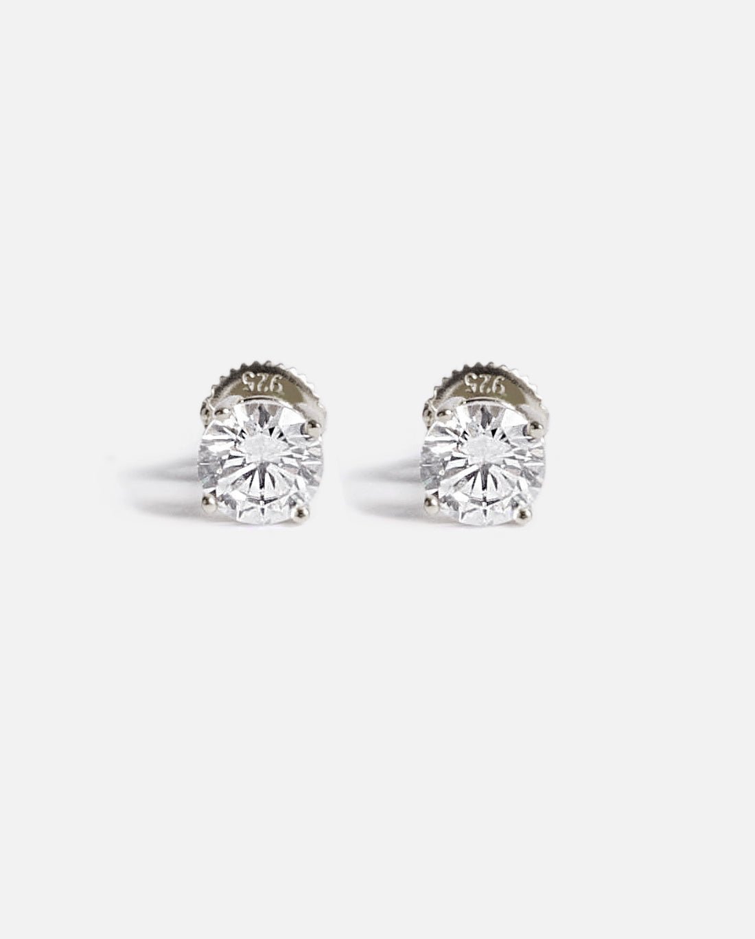 Round Cut Stud Earrings 6mm - Silver - Cernucci