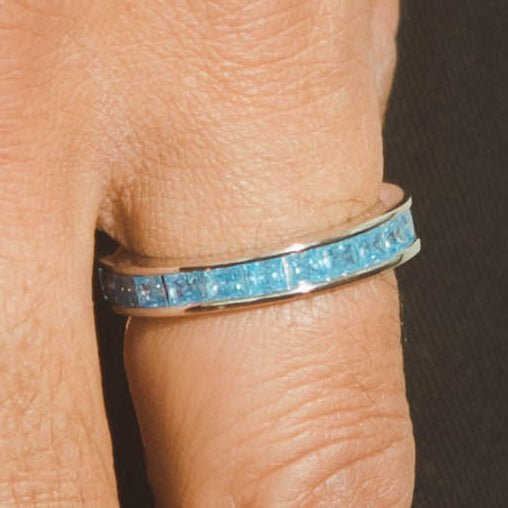 Single Row Baguette Ring - Blue - Cernucci