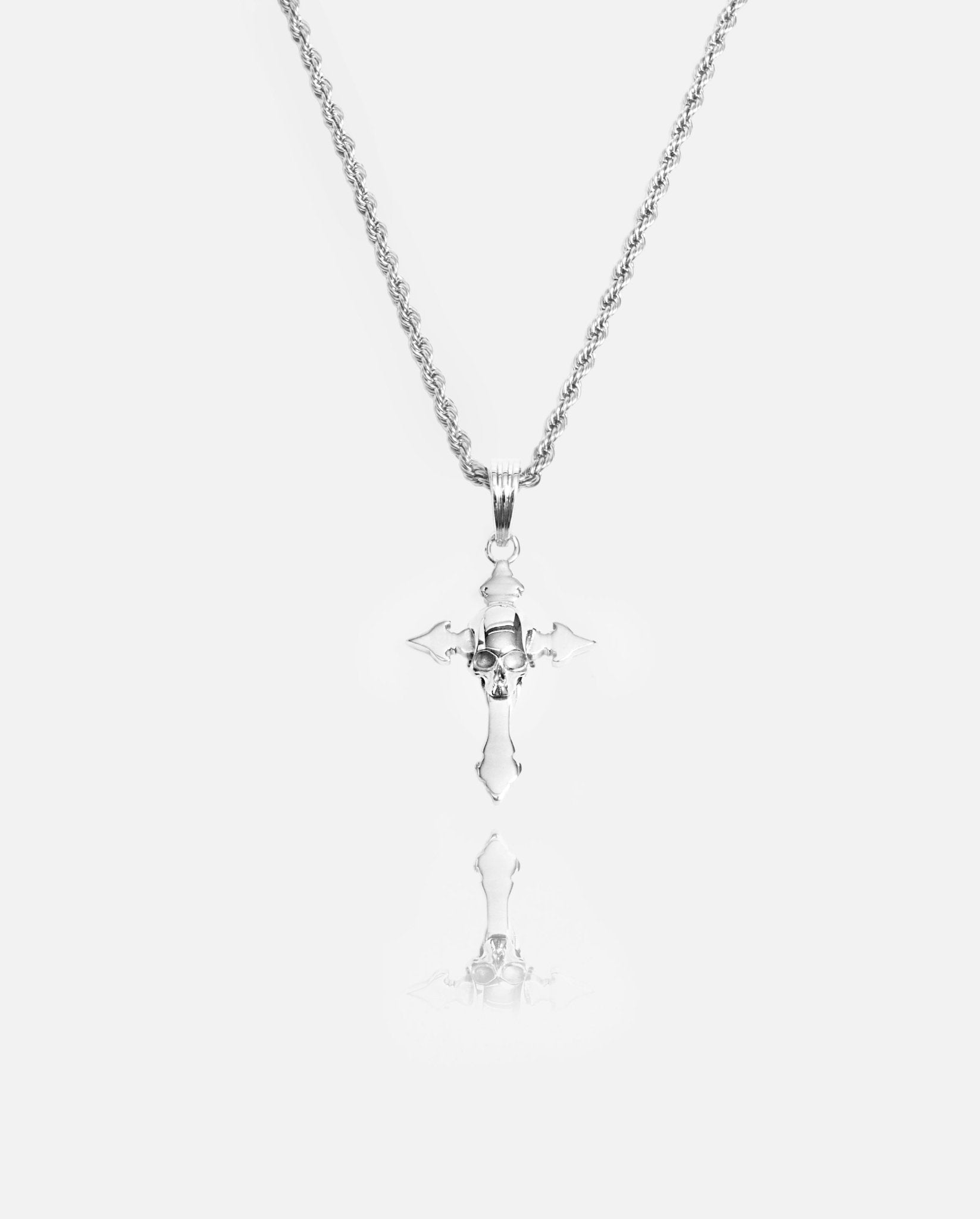 Skull Cross Pendant - White Gold - Cernucci