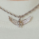 Skull Wings Pendant - White Gold - Cernucci