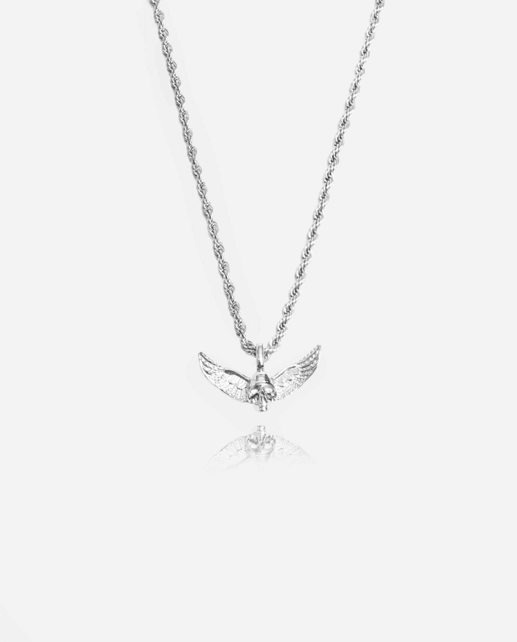 Skull Wings Pendant - White Gold - Cernucci